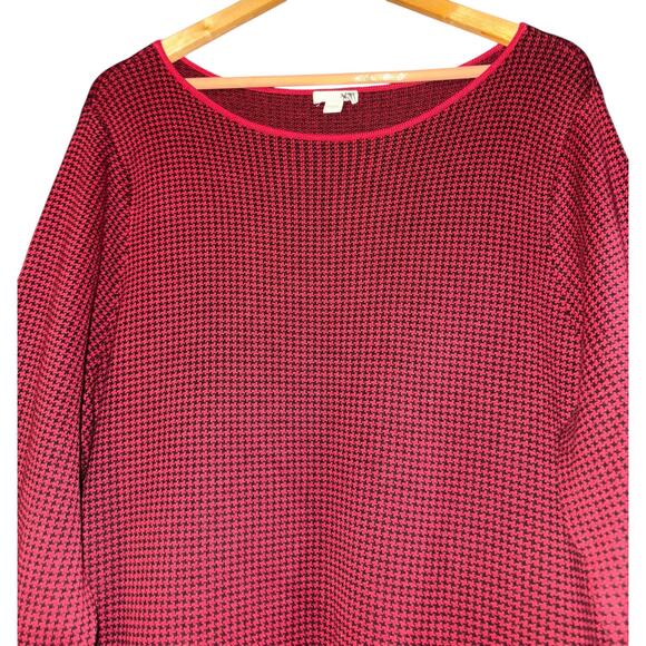 J Jill Houndstooth Sweater Dress Ponte Knit Women's XL Fall Warm Winter Holiday - Picture 3 of 8